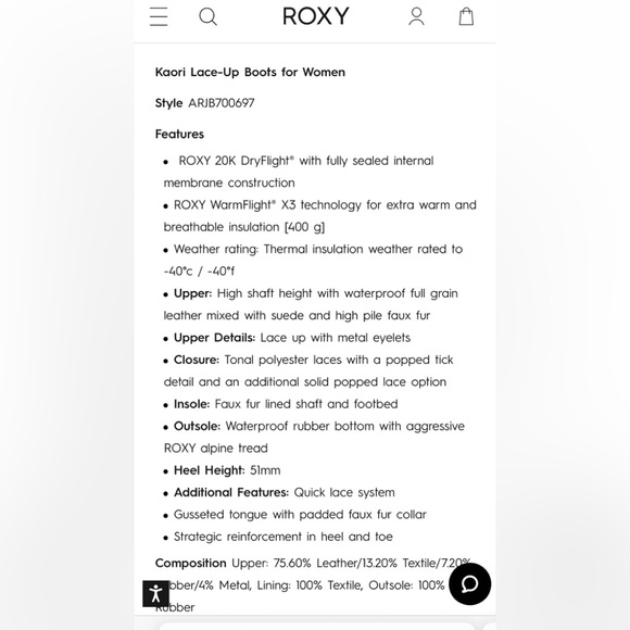 ROXY• “Kaori”•Winter White• Lace up•Leather & Faux Fur•Boots•5.5•NWT! - Picture 12 of 14